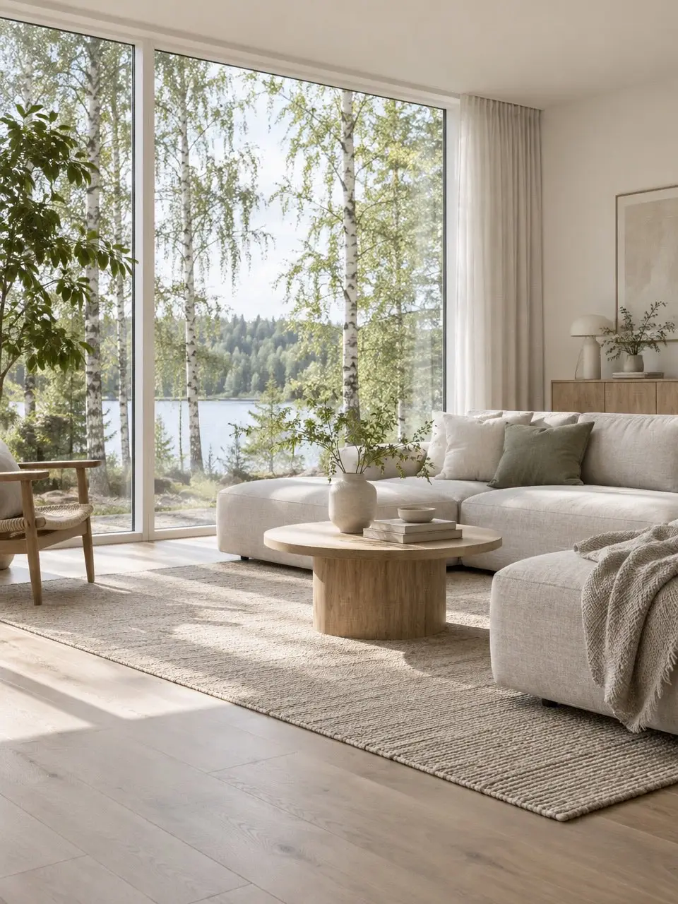 Bright living room with a large window
